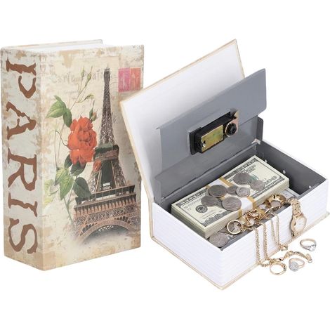 Coffre-Fort Livre, Coffre-Fort Secret Discret en Acier Inoxydable avec Verrou à Mot de Passe pour Cacher Argent, Bijoux et Objets de Valeur dans Bibliothèque ou Bureau (1/5)