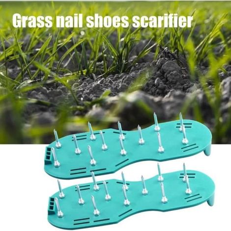 Râteau,Sandales de jardinage à pointes d'herbe, 1 paire, aérateur de pelouse revitalisant, chaussures à ongles, outil de jardinage-D (1/4)