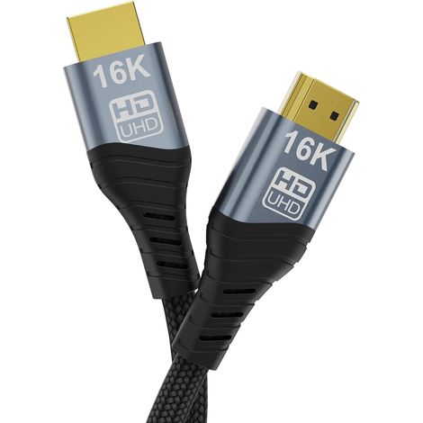 Câble HDMI 16K 10K 8K, Câble HDMI Ultra Haute Vitesse 96Gbps HDMI2.2 16K@30Hz 10K120Hz 8K@60Hz 4K@240Hz, HDCP 2.3 HDR10 eARC Compatible avec PS5/Xbox/Roku TV/PC Gaming/Blu-ray