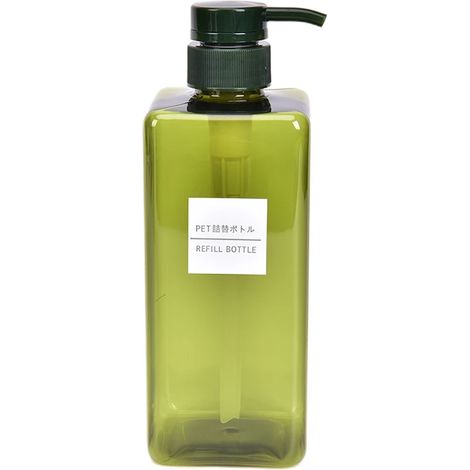 Flacon distributeur vide en plastique vert de 650 ml pour shampoing, lotion ou gel douche [Q]Q@ (1/5)