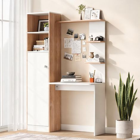 Bureau de travail avec rangement en MDF et blanc (1/5)