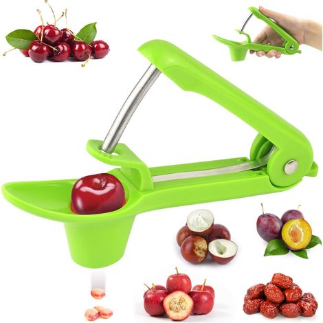 1 Dénoyauteur Acier Inoxydable, Design Ergonomique, ABS Vert, Pour Cerises Olives Dattes, Cuisine Maison (1/5)