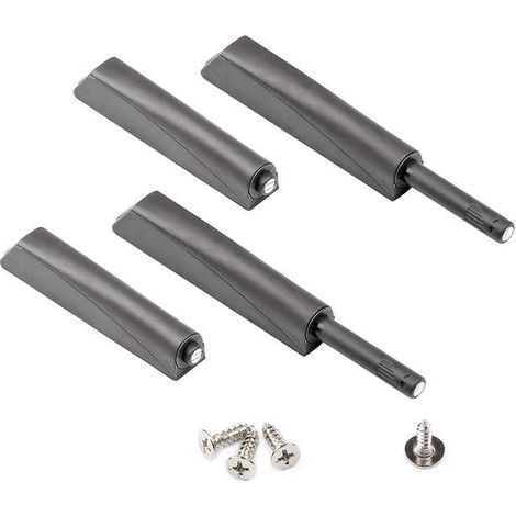 Lot de 4 loquets magnétiques pression noirs, quincaillerie armoire cuisine tiroir porte encastrée
