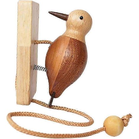 Une sonnette en bois en forme de pic peut être installée ou suspendue comme décoration murale ou heurtoir de porte/fenêtre intérieure pour les enfants. (1/5)