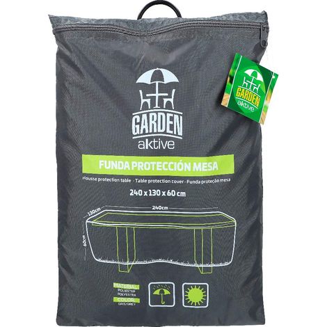 AKTIVE Copertura per tavolo da giardino 240x130x60 cm, Rettangolare impermeabile, Poliestere 100 g/m², Chiusura regolabile, Resistente all'acqua e alla polvere, Con custodia con cerniera (61502) (1/2)