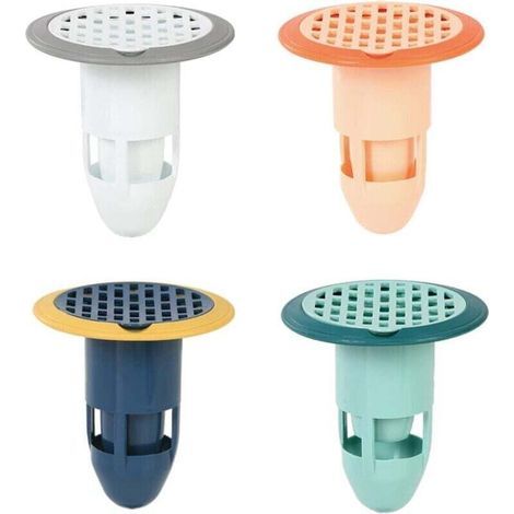 Set di 4 tappi di scarico per pavimento doccia, connettori antiodore, scarico in gomma per pavimento doccia, adatto per bagno, cucina, toilette, locale lavatrice, hotel (1/4)