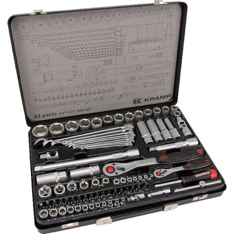 Juego de llaves combinadas y de vaso 1/4"+1/2" en estuche 82 piezas UNIVERSAL 180482420KR (1/3)