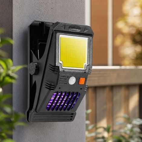 Lampe Solaire LED 291 avec Pince, Détecteur de Mouvement et Anti-Moustique, Étanche IP65, Lumière Blanche/Chaude pour Jardin et Terrasse (1/4)