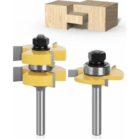 ZVD 8mm Queue Langue Appariée et Fraise de Rainure Set 3 Dents Forme T Cutter en Bois de Coupe Outil de Travail du Bois (1/4)
