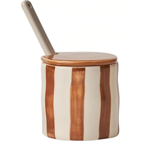 Azucarero con tapa y cuchara, tarro de almacenamiento de 250 ml, recipiente para azúcar, frasco de azúcar, pote de azúcar, plato de azúcar (A)
