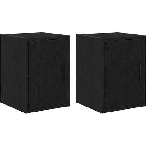 Set di 2 armadietti da parete per garage 30 x 30 x 41 cm pratico spazio di archiviazione finitura pulita in legno ingegnerizzato nero 020051404