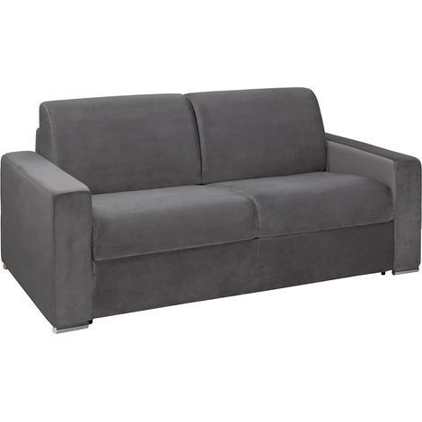 Divano letto 3 posti a ribalta letto 140 cm materasso 14cm Velluto e Memory foam - Antracite - CALITO (1/4)