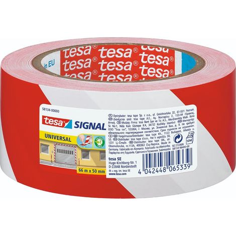 TESA® SIGNAL UNIVERSEL RUBAN ADHÉSIF DE MARQUAGE ET D'AVERTISSEMENT - BALISE ET SIGNALISE LES ZONES DANGEREUSES - RÉSISTANT AUX