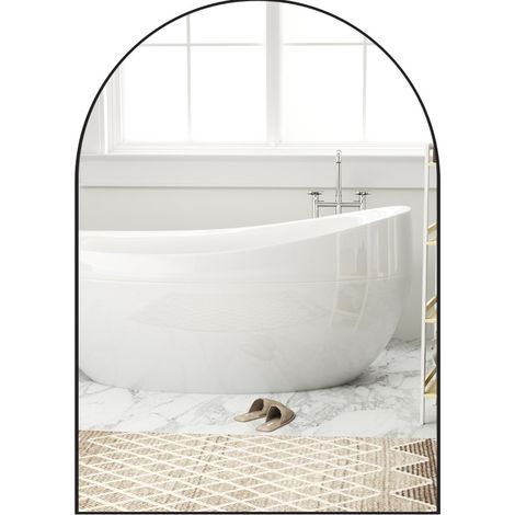 CHICFURN Specchio da bagno ad arco 50 x 70 cm in vetro con cornice in alluminio nero (1/5)