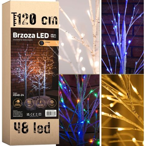 Árbol de Navidad de 48 LED - Abedul brillante 120 cm ABEDUL LED 120CM 48 LED BLANCO FRÍO ÁRBOL DE NAVIDAD MORE&DECO (1/5)