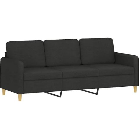 Canapé Sofa à 3 places Noir 180 cm Tissu (1/5)
