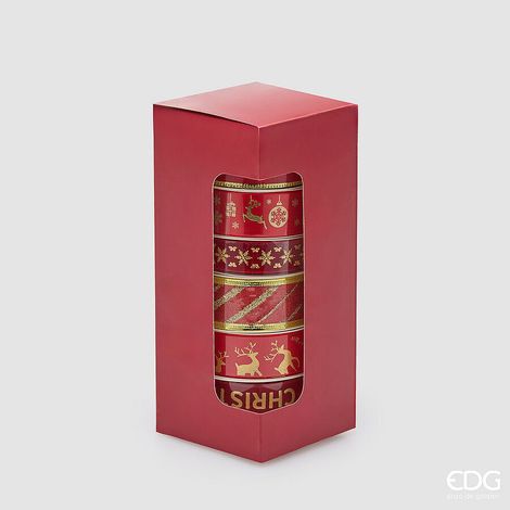EDG Enzo De Gasperi Set 8 Nastri Christmas Assortiti H2,5 cm x 3 m Rosso Mix – Decorazioni Natalizie (1/5)