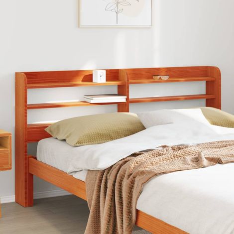 Kopfteil mit Ablagen Wachsbraun 160 cm Massivholz Kiefer vidaXL