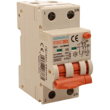 RCBO Interruttore Magnetotermico Differenziale Con Doppia Leva Tipo A - SI Curva C 2P 2M 6000A 300mA, Diagnostica Visiva, AC 230V IP20 IEC61009-1 PL8M2, Corrente Disponibili 6A 10A 16A 20A 25A 32A 40A