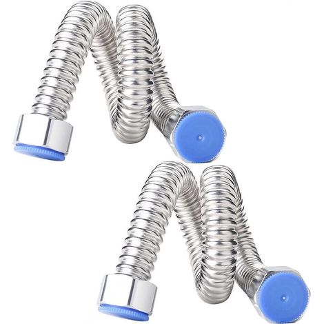 2 tuyaux ondulés en acier inoxydable G1/2" x G1/2", raccord de robinet flexible de 50 cm, tuyaux flexibles pour lavabo de cuisine (1/5)