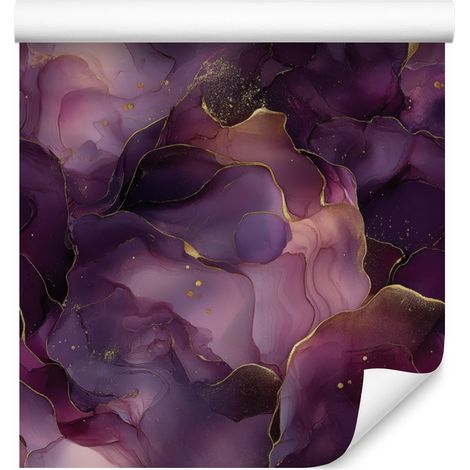 Papel pintado color ciruela tinta, burdeos y morado para salón y dormitorio, 50x1000 cm. (1/5)