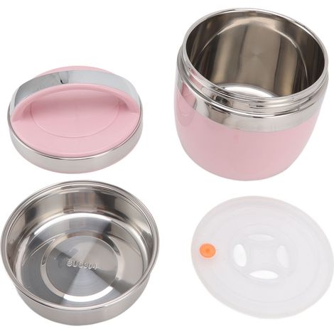 Boîte repas isotherme 1,5L en acier inoxydable 304, récipient alimentaire sous vide portable, bento rose pour étudiant et employé de bureau (1/5)