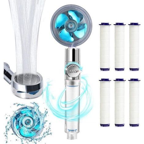 Douchette Douche Salle de Bain, Pommeau de Douche Anti Calcaire Economie Deau, 360° Haute Pression Pivotant, 6 Coton PP Remplaçable (1/4)