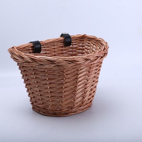 Panier à vélo portable en osier en forme de D, panier de courses tissé à la main, artisanat traditionnel.