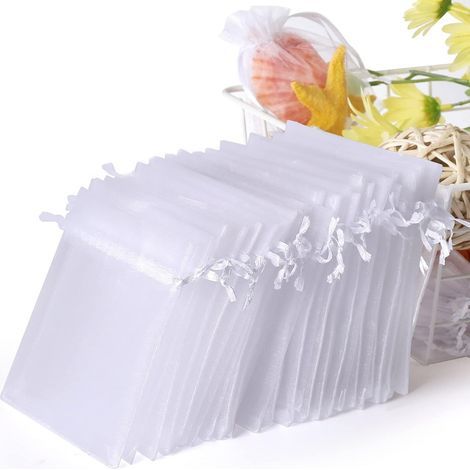 Set of 100 white organza bags, 7 x 9 cm, organza gift bags, jewelry pouches, wedding favor bags, lavender sachets, wedding favors (1/5)