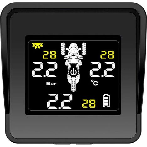 Sistema di monitoraggio della pressione dei pneumatici per motociclette wireless alimentato a energia solare, monitor TPMS, schermo LCD, 3 sensori esterni (1/4)