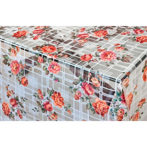 Tovaglia Trasparente Moderna Antimacchia Varie Misure Fantasie Plastificata PVC Copri Proteggi Tavolo su Misura MOD.Kristal Stampato (F) - 140x140 Cm