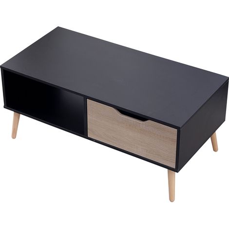 Couchtisch mit Schublade im skandinavischen Stil schwarz FREJA (1/5)