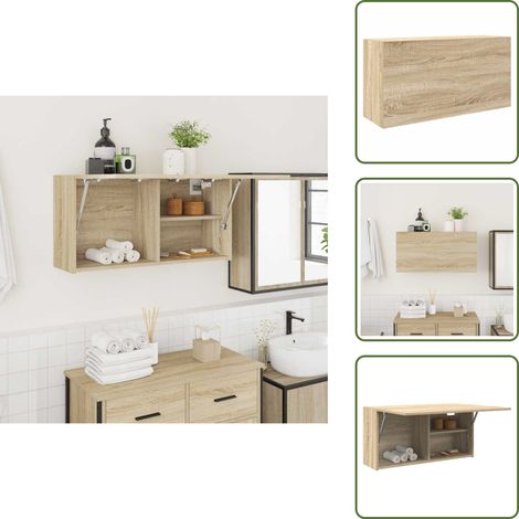 Sonoma-Eiche - vidaXL Bad-Wandschrank Sonoma-Eiche 80x25x40 cm Holzwerkstoff - Holzwerkstoff (1/5)