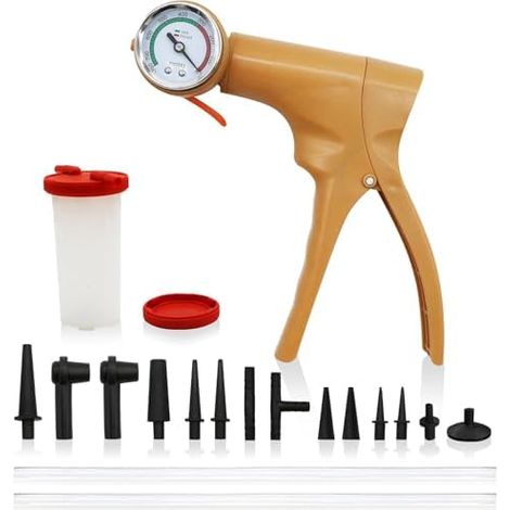 Kit de Purge Frein, 15PCS Pompe à Vide Manuelle pour Frein Liquide Automobile Les systèmes Carburant, Transmission, d'allumage et d'émissions Jaune - (1/5)