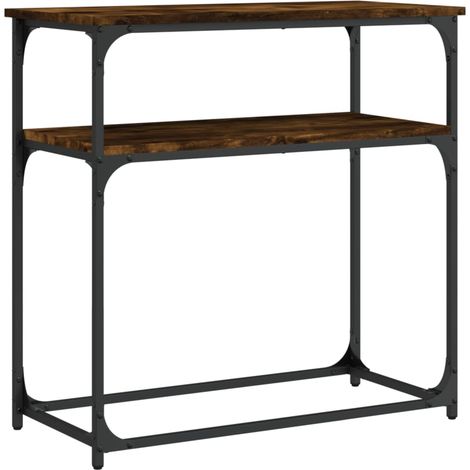 Table console，Table d'appoint，Bout de canapé，Meuble d'entrée chêne fumé 75x35,5x75 cm bois d'ingénierie