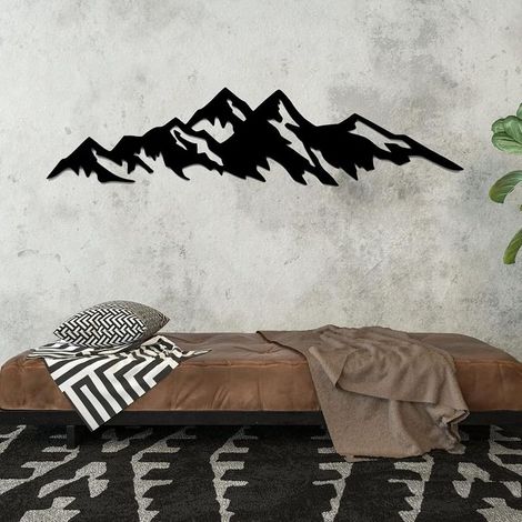 Décoration murale en métal silhouette montagne 14/45CM – Découpe laser moderne – Pour salon, chambre, bureau – Design géométrique élégant (1/5)