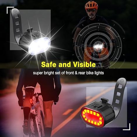 Ensemble Éclairage Vélo LED USB Rechargeable, Feux Avant et Arrière, Multifonctionnel pour Activités Nocturnes
