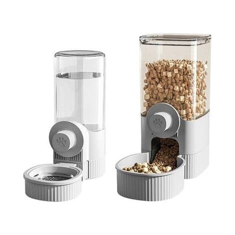 SABIR-Abreuvoir suspendu pour petits animaux (gris), chat, chiot, lapin, cage (1/3)