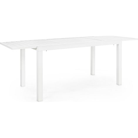 Table extensible en aluminium à lattes 140-210 x 77 cm, blanche (1/5)