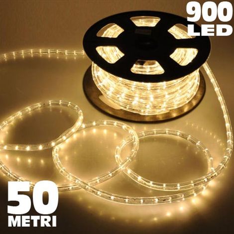 Tube Lumineux Blanc Chaud De 50 Mètres Pour L'extérieur Avec Contrôleur 8 Effets Lumineux (1/2)