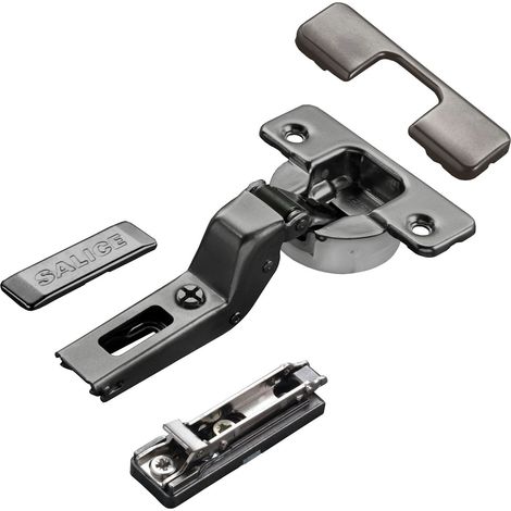 2 x Salice Topfband Serie 700 Titanium anthrazit mit Dämpfer im Topf 110° T48 Innenanschlag inkl. Linear-Montageplatte Höhe 3 mm mit Exzenterverstellung und Abdeckkappenset Topfscharnier von SOTECH (1/5)