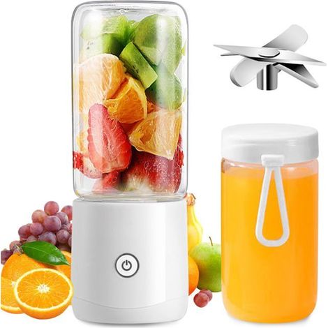 BelleRise - Mixeur Portable, Mini Blender avec 8 Lames USB Rechargeable Mélangeur, 380ml Fruit Mixer Juicer, Personnel Portable Blender Cup (1/5)