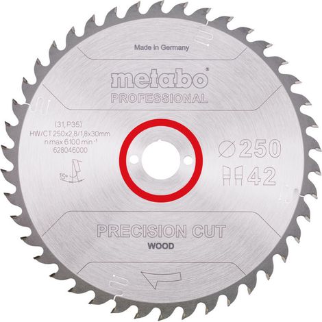 Metabo Kreissägeblatt Holz Precision Cut 250x30 mm 42 WZ 15° Tisch- Kappsägen (1/3)