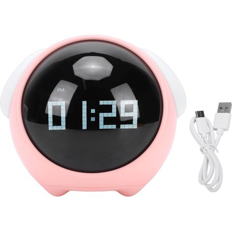 Réveil Enfant LED Lumineux Réveil Intelligent Veilleuse Tactile Design Mignon Rose ABS 1500mAh pour Chambre (1/5)