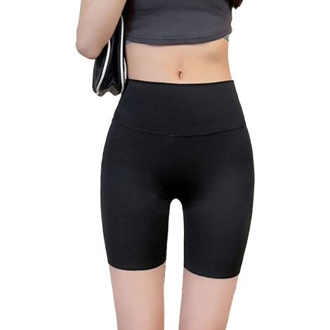 Legging court femme été lettre imprimée taille haute noir petite taille, élastique respirant sport short fitness (37.5-62.5kg) (1/5)