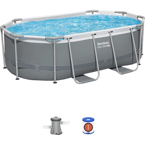 Kit de Piscina inflable fuera de tierra BESTWAY - Steel Pro MAX™ - 305 x 200 x 84 cm - Ovalada (Con filtro de cartucho y 1 cart)