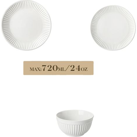 Juego de vajilla de cerámica, elegante diseño redondo, apto para lavavajillas, negro-b, 16 piezas (1/2)