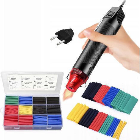 Rosfix Set Mini Heißluftgebläse 300 W + Schrumpfschlauch 850-tlg. – Für Elektronik, Kabelschutz & Reparatur  170 °C max.  Ø11 mm Düse  220–240 V  Kunststoffbox