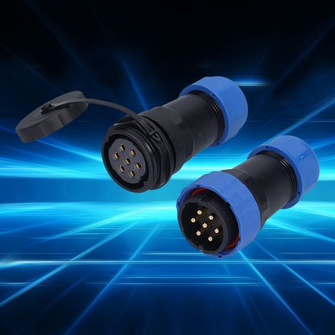 Connecteur étanche SP28 pour l'aviation (IP68), mâle/femelle, 380 V, 25 A, 7 broches. (1/5)
