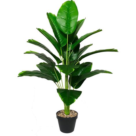 Grande Plante Artificielle en Pot Fausses Plantes Plastique Réaliste Moderne pour la Maison, Salle de Bain, Cuisine Décoration Salon Appartement Balcon Bureau (80cm Banane Vert) (1/5)